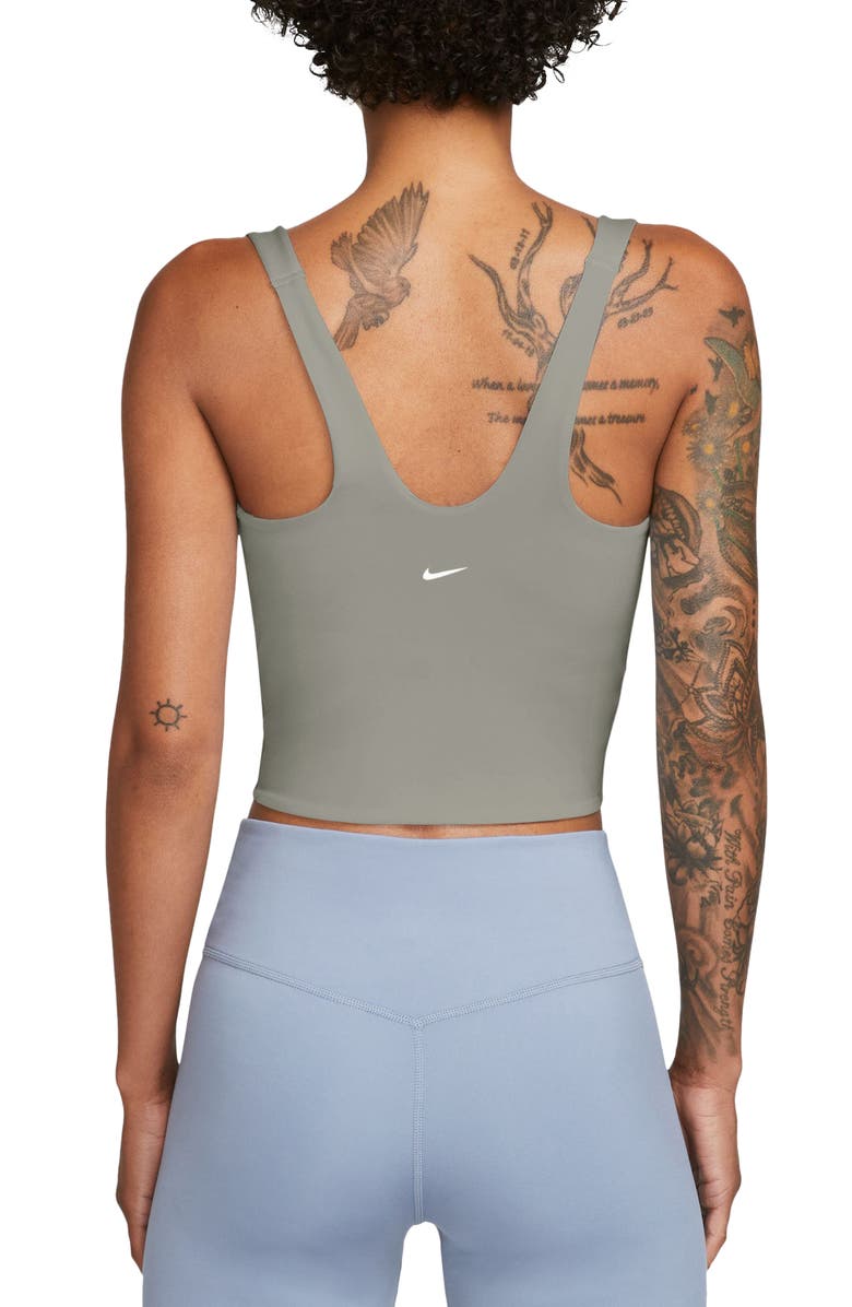 Nike Seamless Padded Sports Tank, Alternate, color, Light Army/ White
