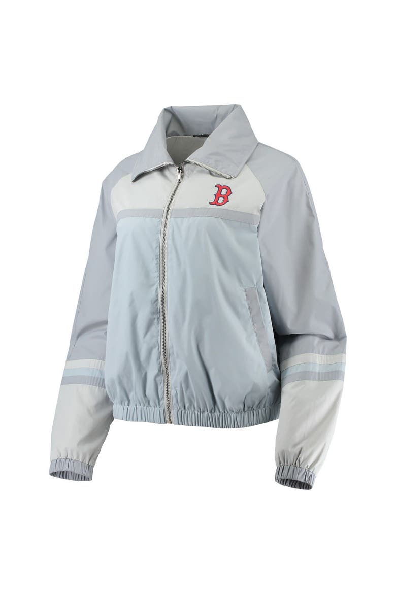 Women's The Wild Collective Navy Boston Red Sox Colorblock Track Raglan Full-Zip Jacket, Alternate, color, Light Blue