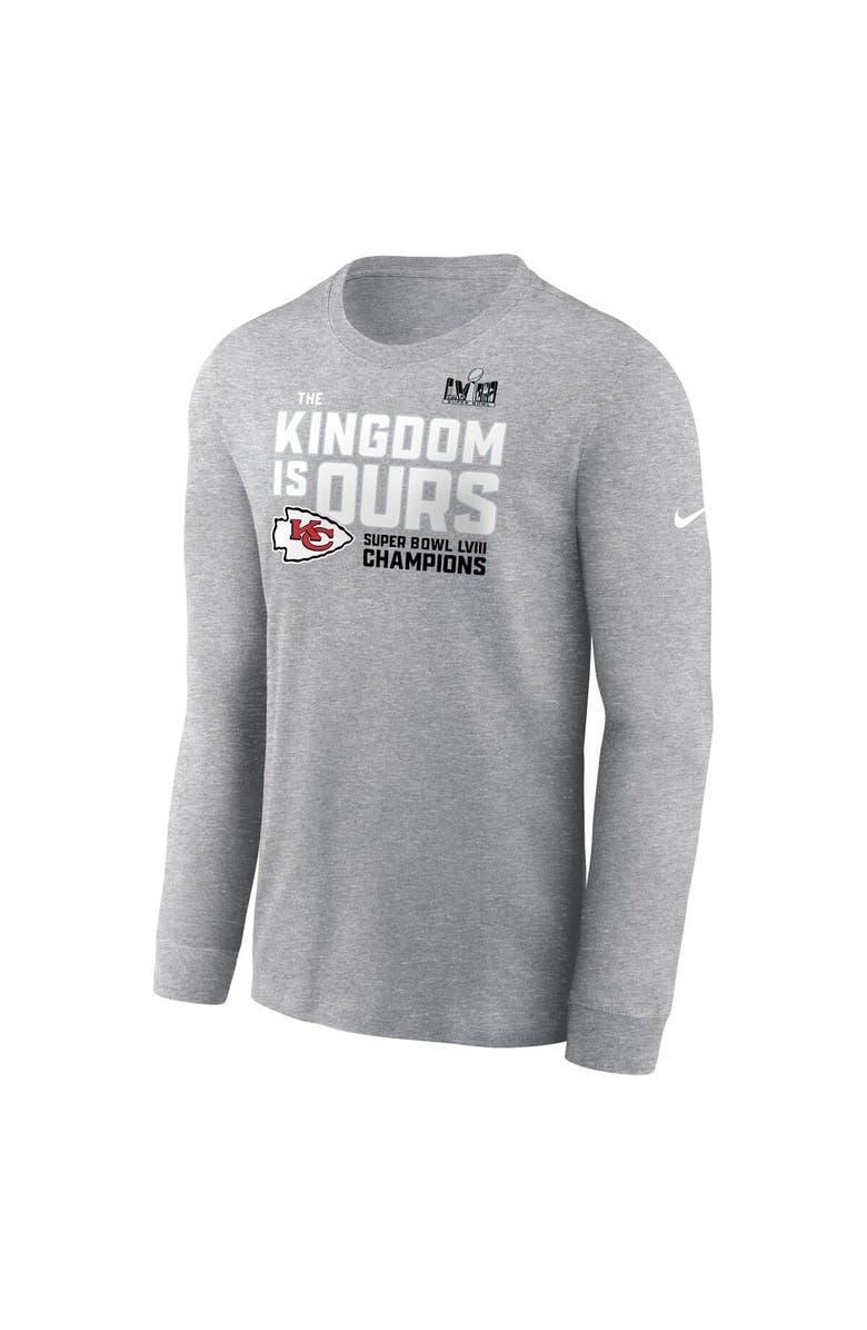 Nike Men's Nike Heather Gray Kansas City Chiefs Super Bowl LVIII Champions Local Fashion Long Sleeve T-Shirt, Alternate, color, 