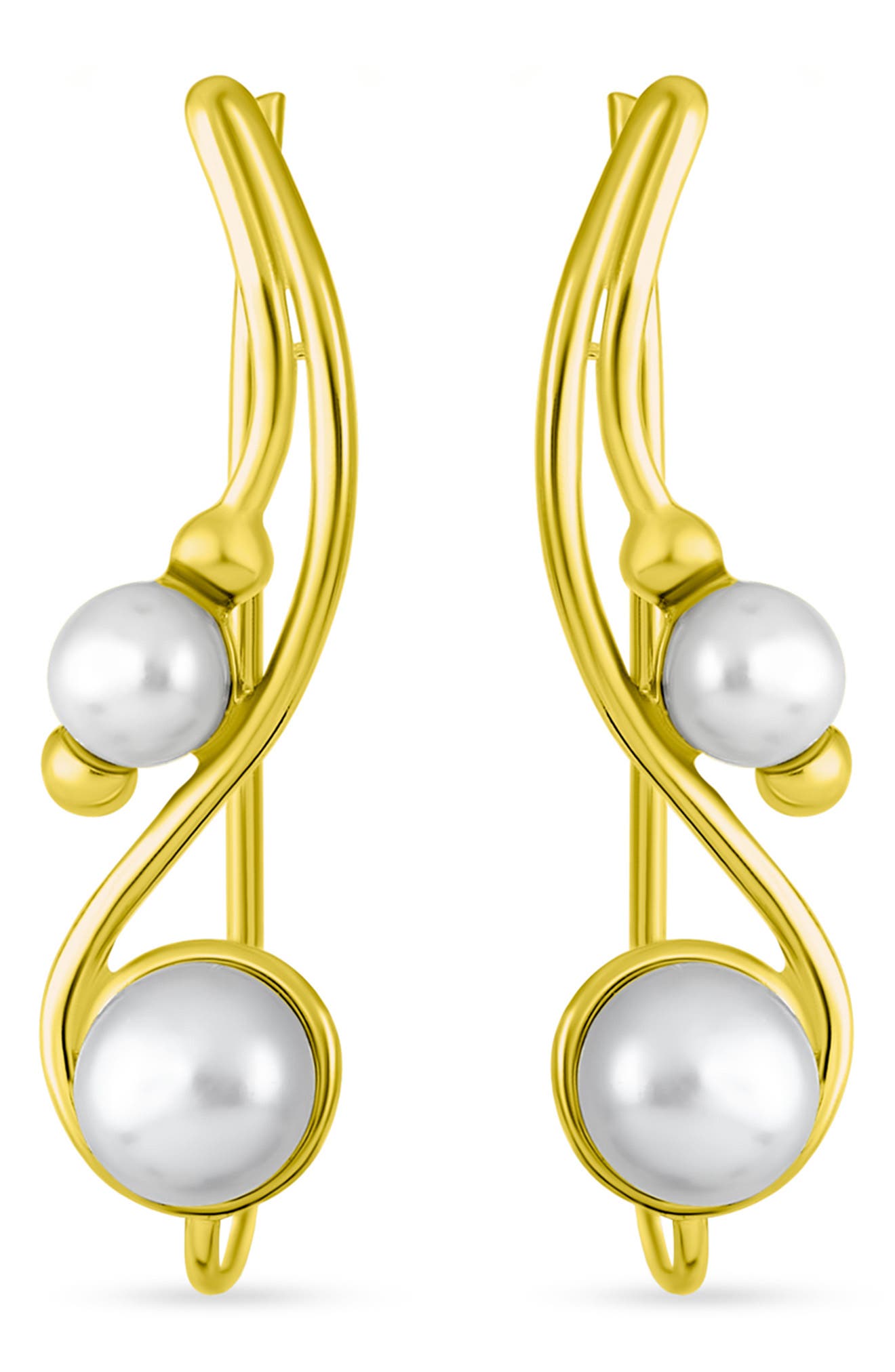 BLING JEWELRY Sterling Silver & Freshwater 5-5.5mm Pearl Ear Climbers