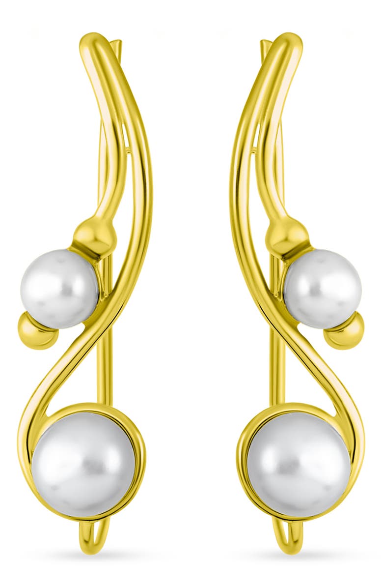 BLING JEWELRY Sterling Silver & Freshwater 5-5.5mm Pearl Ear Climbers, Main, color, Gold