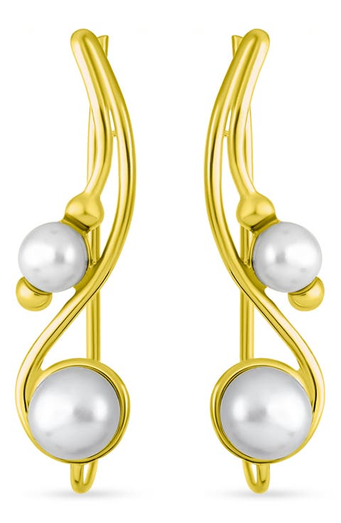 Sterling Silver & Freshwater 5-5.5mm Pearl Ear Climbers