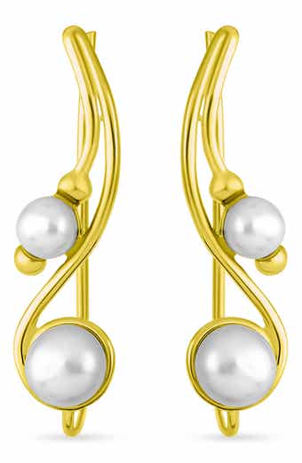 Sterling Silver & Freshwater 5-5.5mm Pearl Ear Climbers