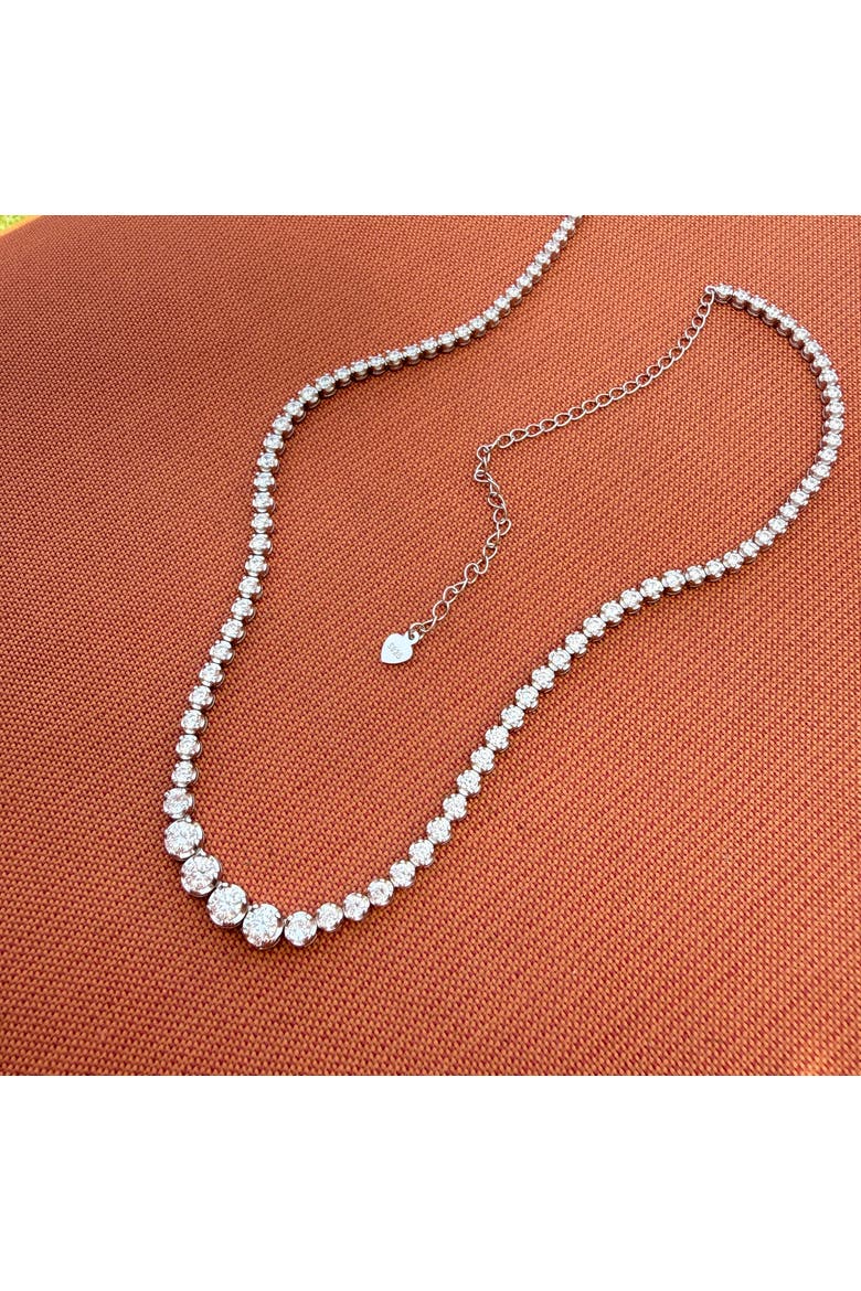 The Claudia Graduated Tennis Necklace, Alternate, color, Silver