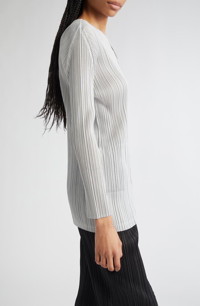 Pleats Please Issey Miyake Monthly Colors September Pleated Longline Zip Jacket, Alternate, color, Light Gray