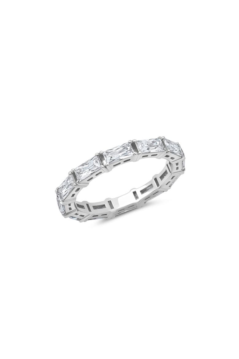 East West Baguette Cubic Zirconia Eternity Ring, Main, color, PURE PLATINUM/ CLEAR STONE