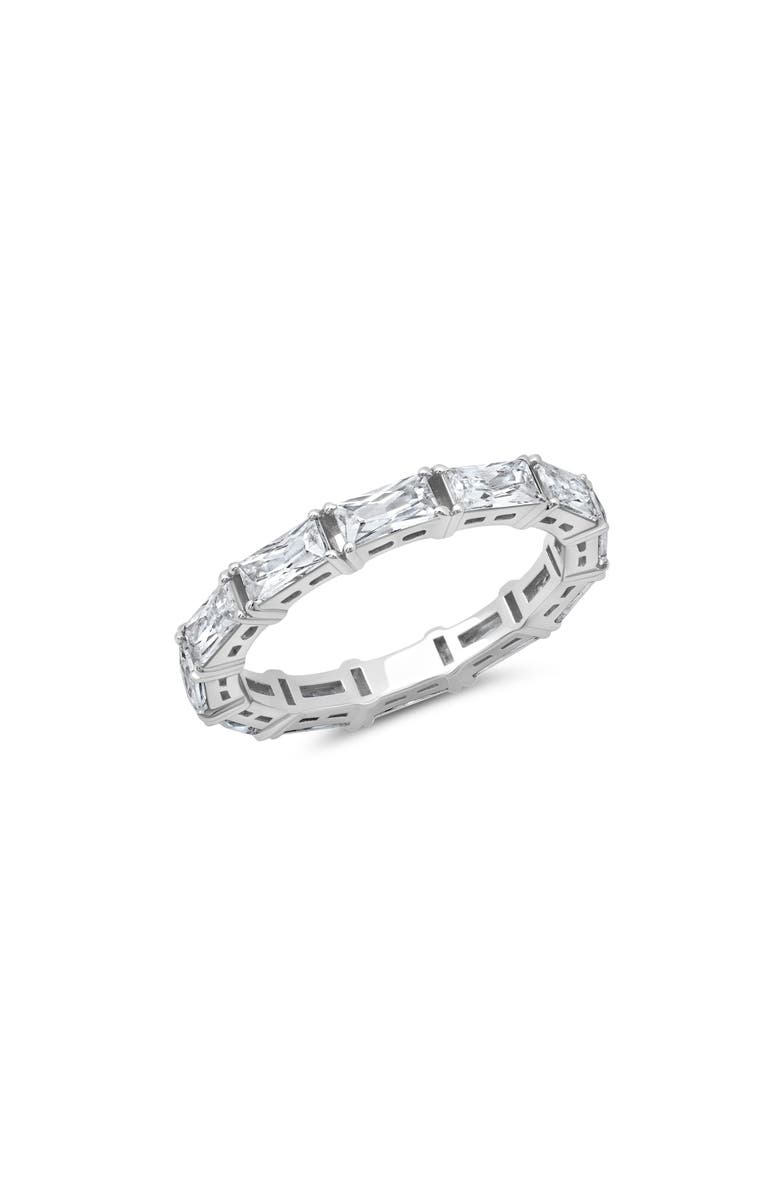 Crislu East West Baguette Cubic Zirconia Eternity Ring, Main, color, Pure Platinum/ Clear Stone