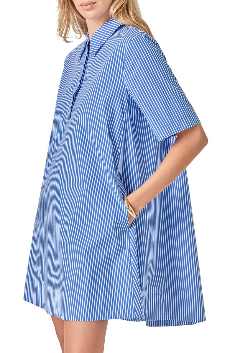 English Factory Short Sleeve A-Line Shirtdress, Alternate, color, Blue Stripe
