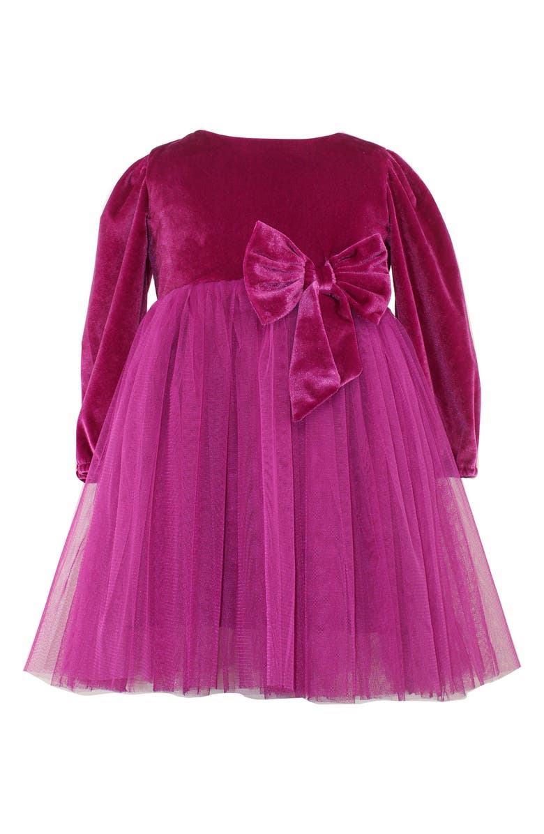 Popatu Kids' Velvet & Tulle Party Dress, Main, color, Hot Pink