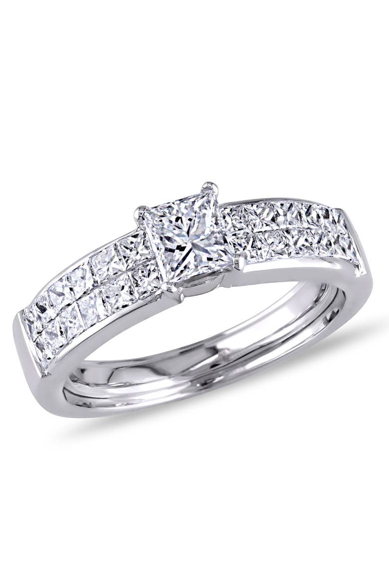Diamond Channel Set Engagement Ring 18k, Main, color, 18k White Gold