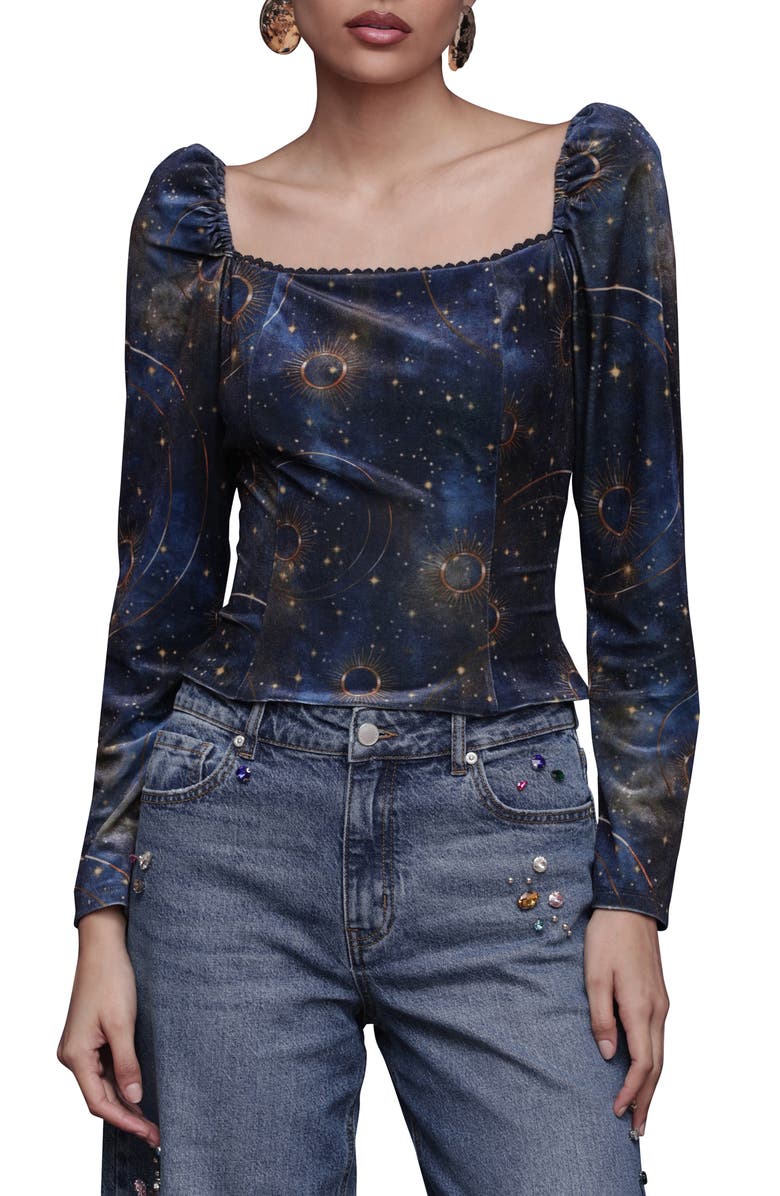 Avec Les Filles Renaissance Romance Long Sleeve Shirt, Main, color, Gold Celestial Baroque