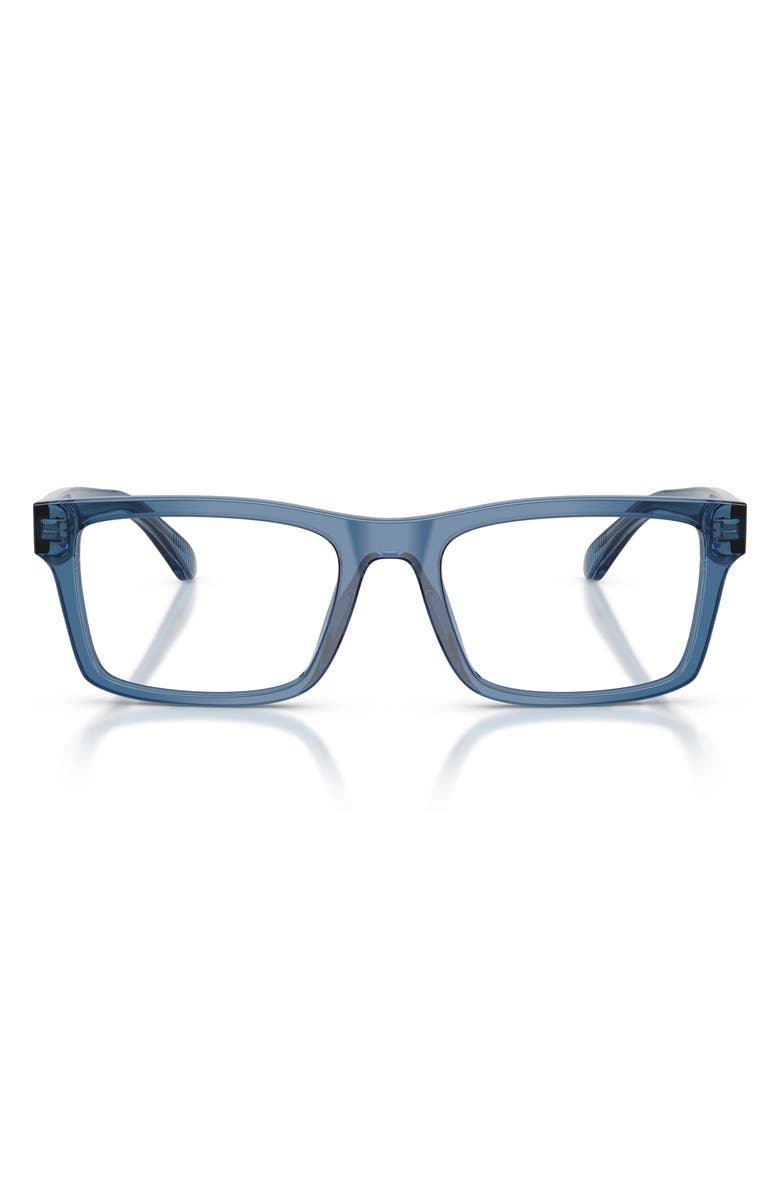 Emporio Armani 54mm Rectangle Optical Glasses, Main, color, Shiny Blue / Demo Lens