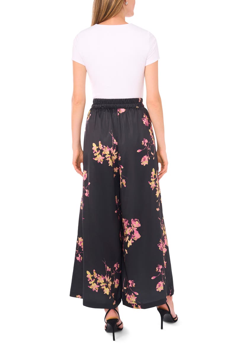Print Drawstring Wide Leg Pants, Alternate, color, RICH BLACK