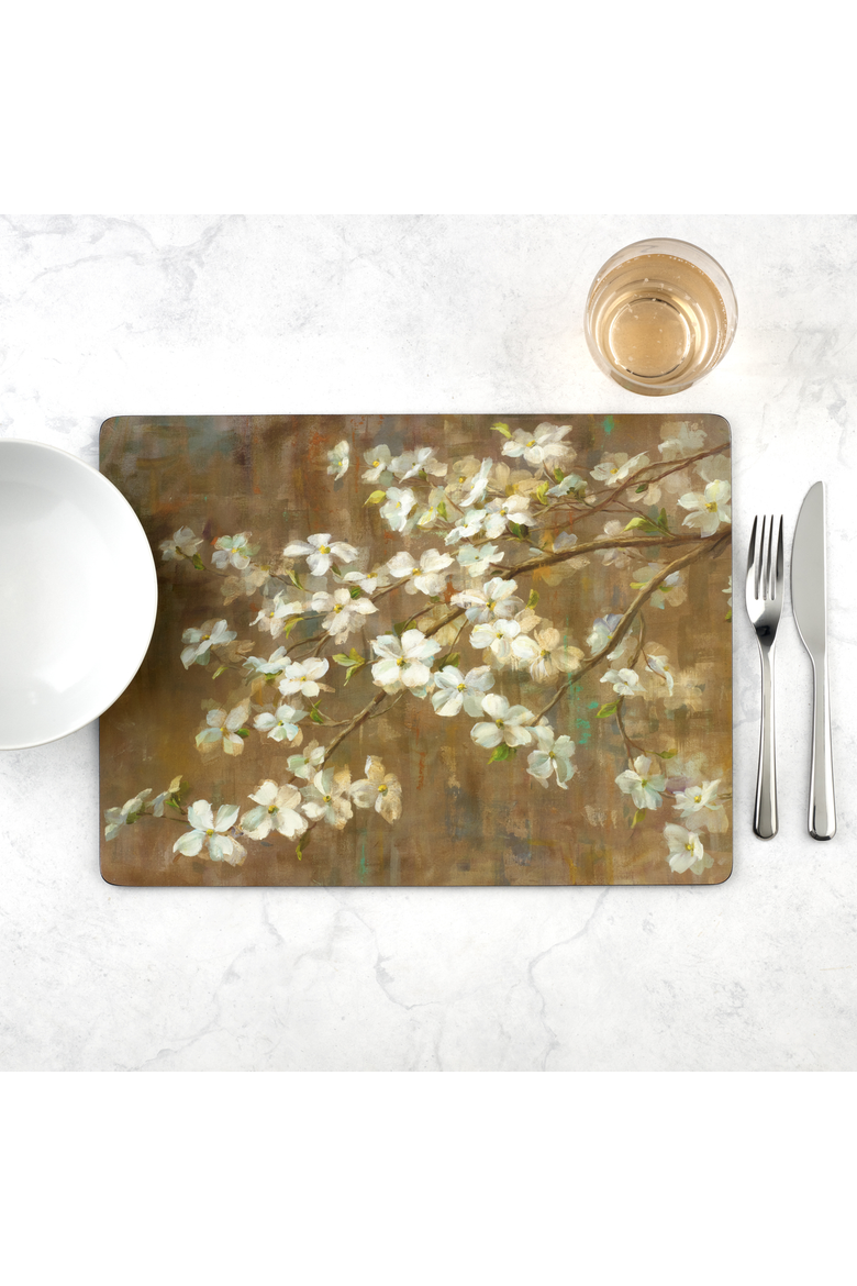 Dogwood in Spring Set of 4 Cork Back Placemats, Alternate, color, Multi