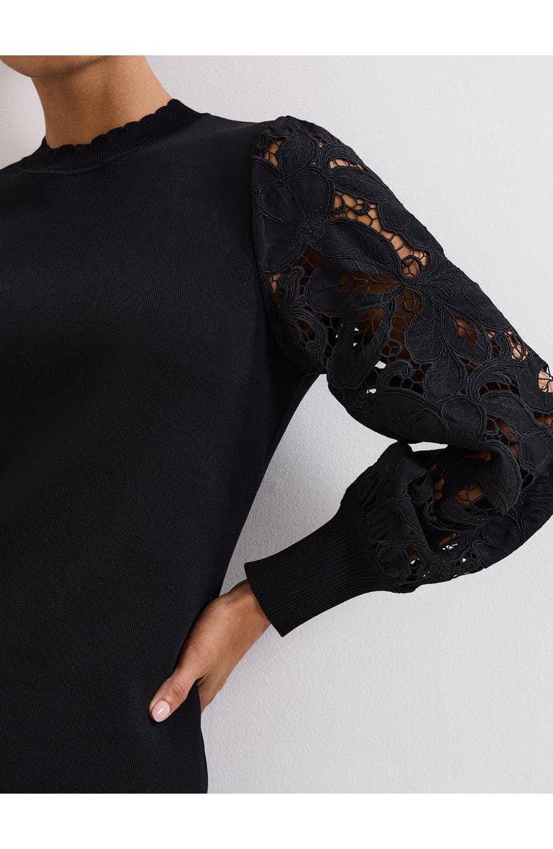 Phase Eight Harriet Lace Sleeve Round Neck Jumper, Alternate, color, Black