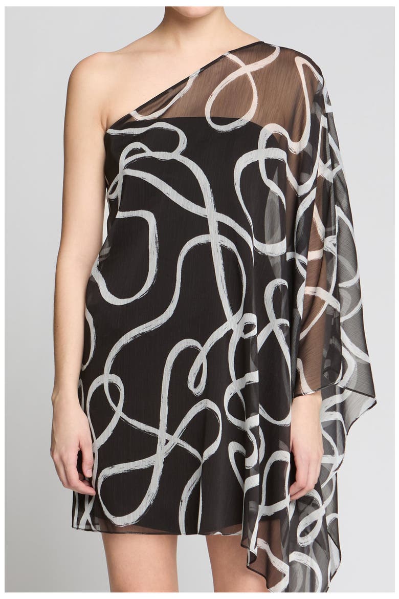 Chiffon Caftan Mini, Alternate, color, Black Ribbon