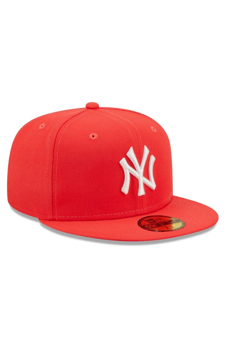 New Era Men's New Era Red New York Yankees Lava Highlighter Logo 59FIFTY Fitted Hat, Alternate, color, 