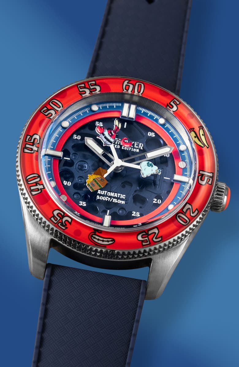 SPINNAKER x SpongeBob SquarePants Croft Midsize Automatic Rubber Strap Watch, 40mm, Alternate, color,