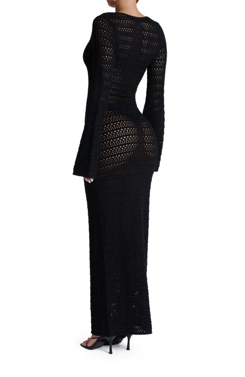 Naked Wardrobe Open Stitch Long Sleeve Maxi Dress In Black