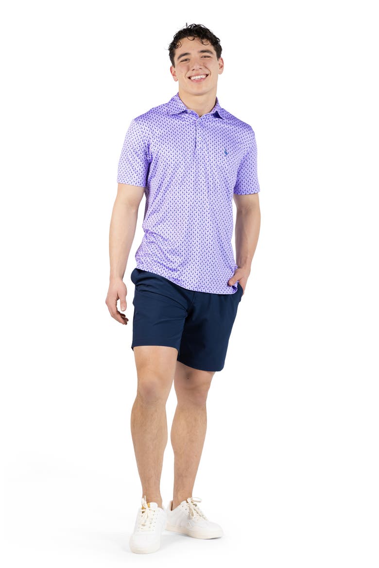 Byrds Print Performance Polo, Alternate, color, LILAC