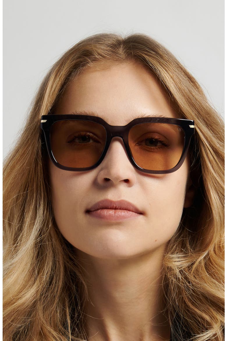 53mm Square Sunglasses, Alternate, color, BLUE/ BROWN