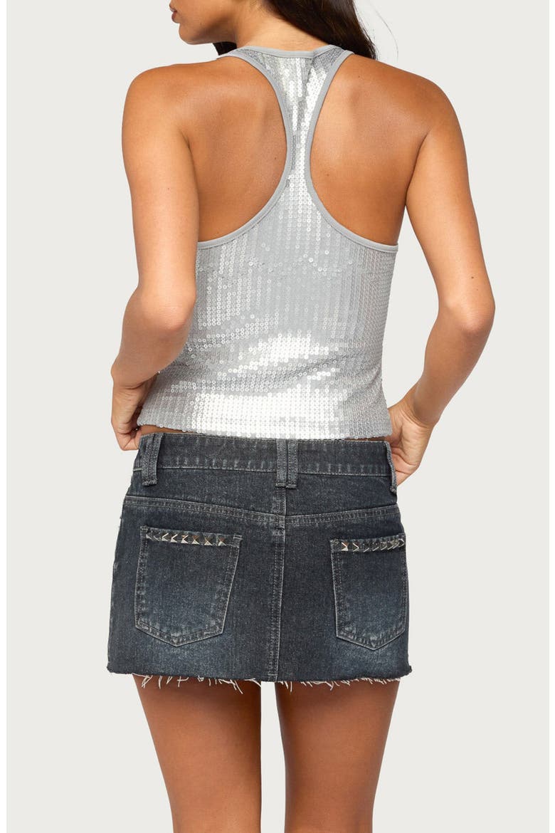 Dyla Sequin Racerback Tank Top, Alternate, color, SILVER