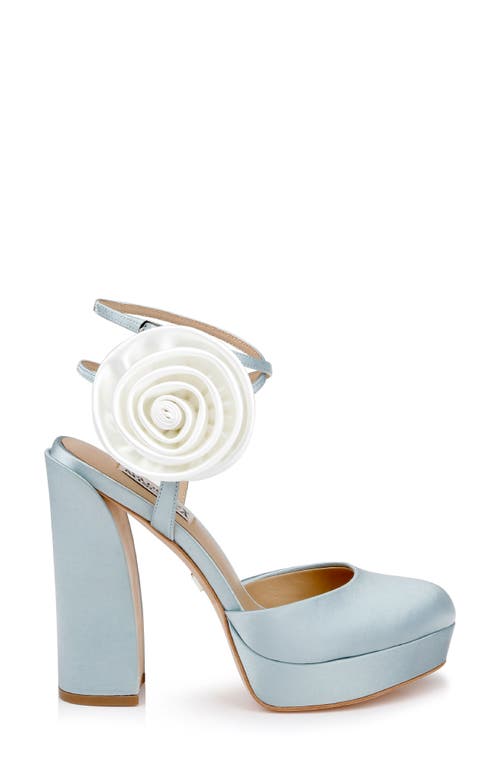 Shop Badgley Mischka Collection Janessa Ankle Strap Platform Pump In Mist Blue Satin