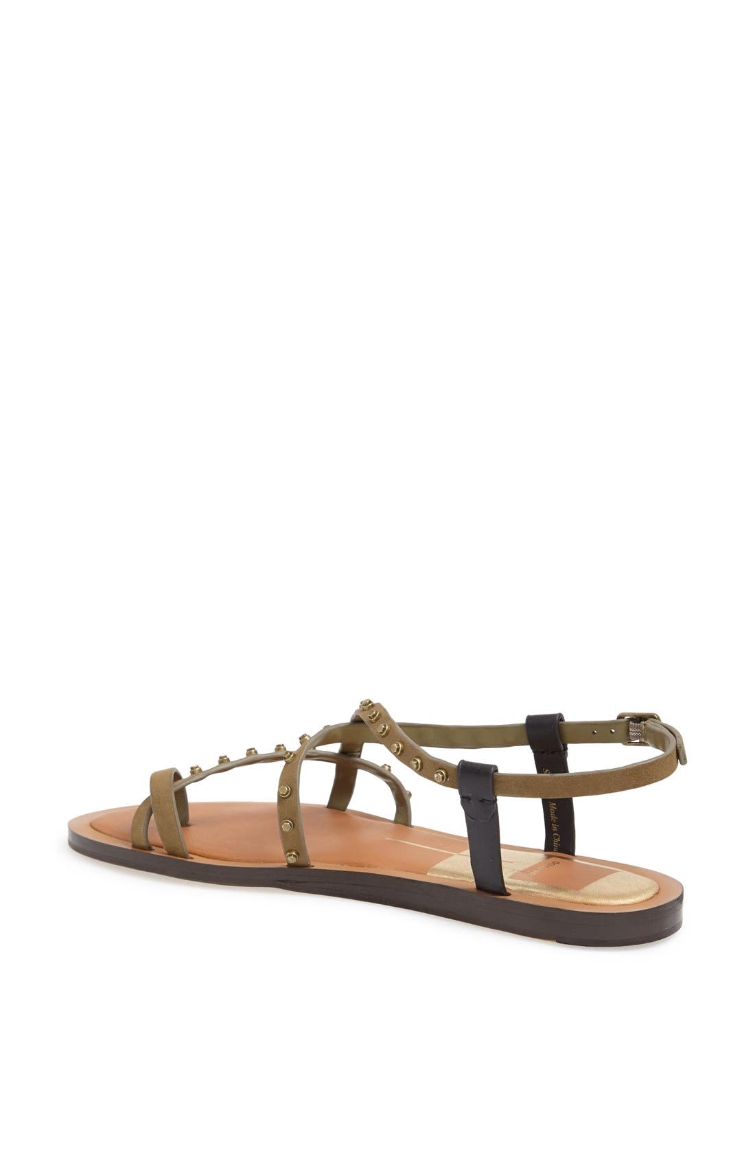 'Flame' Studded Leather Sandal, Alternate, color, MOSS
