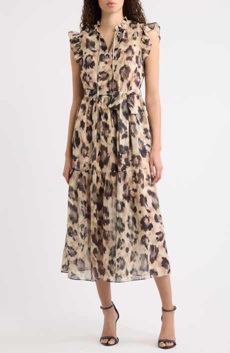 Abstract Animal Print Midi Dress
