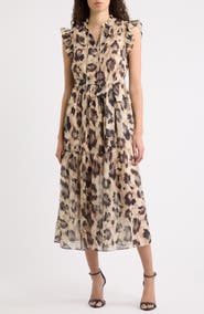 Julia Jordan Abstract Animal Print Midi Dress