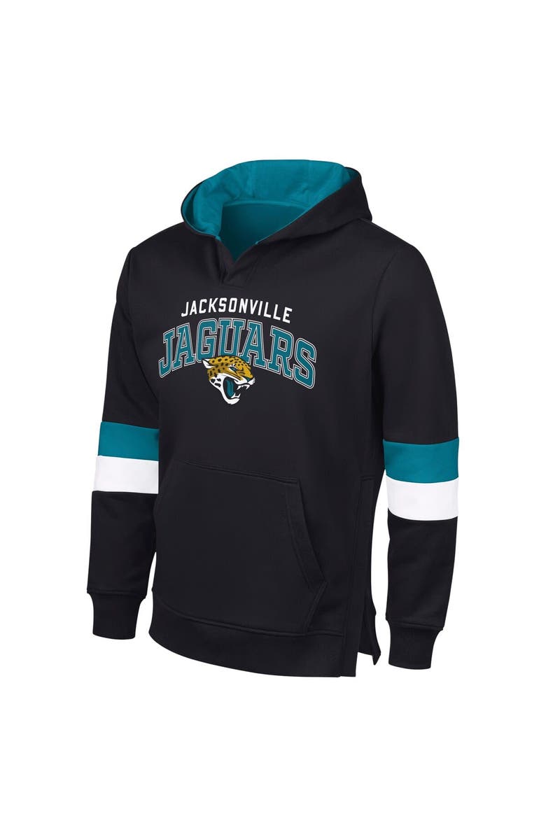 G-III SPORTS BY CARL BANKS Men's G-III Sports by Carl Banks Black/Teal Jacksonville Jaguars Adaptive Faceoff Pullover Hoodie, Alternate, color, Black