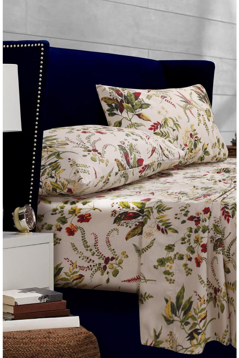 Maui Floral Print 300 Thread Count Cotton Percale Sheet Set, Alternate, color, MAUI FLORAL