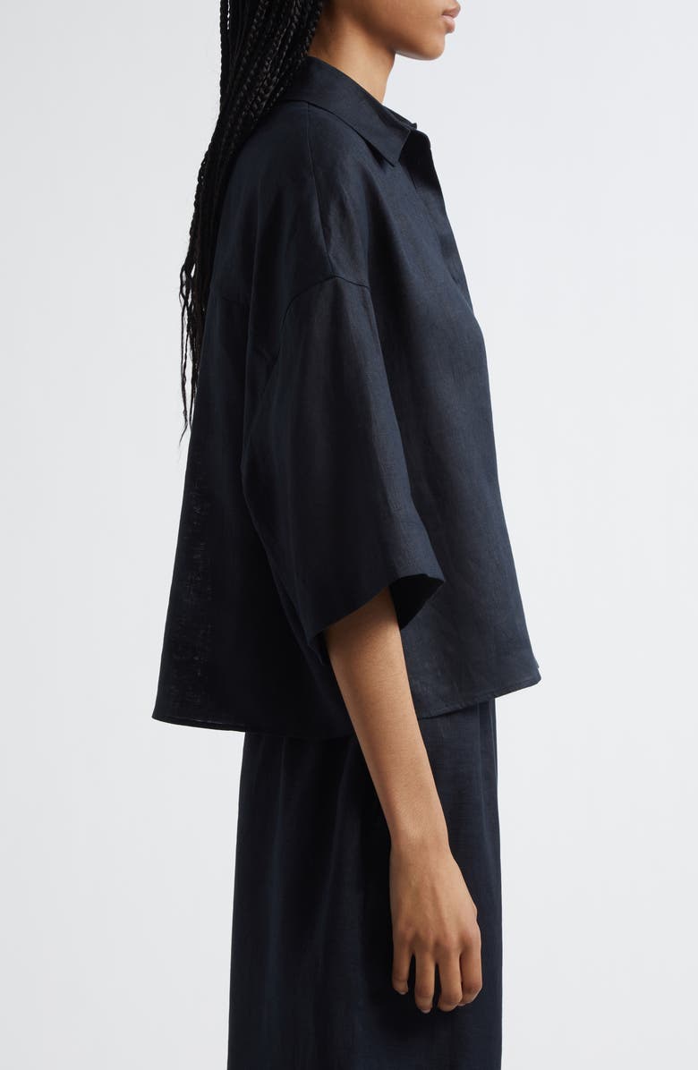 MM by Max Mara Mirano Linen Blouse, Alternate, color, Black