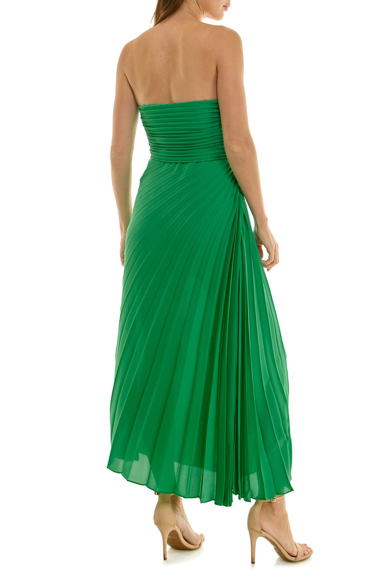 Strapless Pleated Chiffon Maxi Dress, Alternate, color, LILY PAD