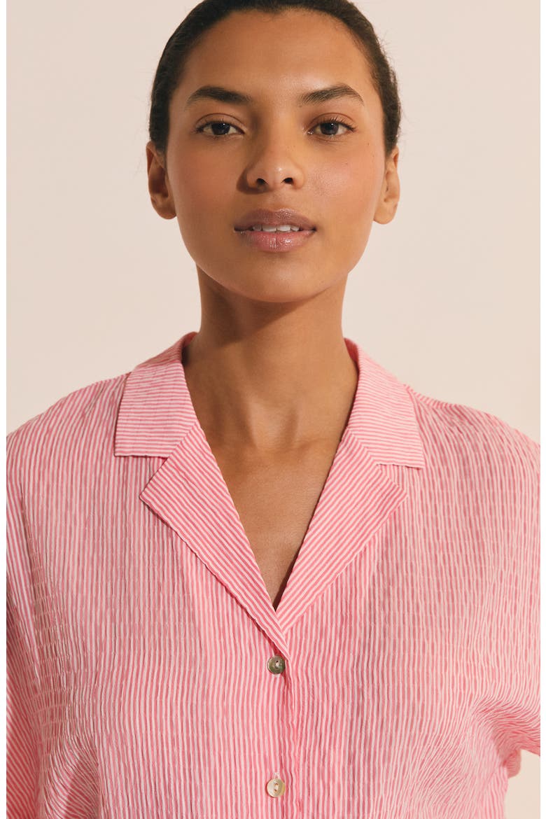 Oselia Stripe Short Sleeve Chemise Button-Up Pajama Shirt, Alternate, color, IMP FOND ROSE