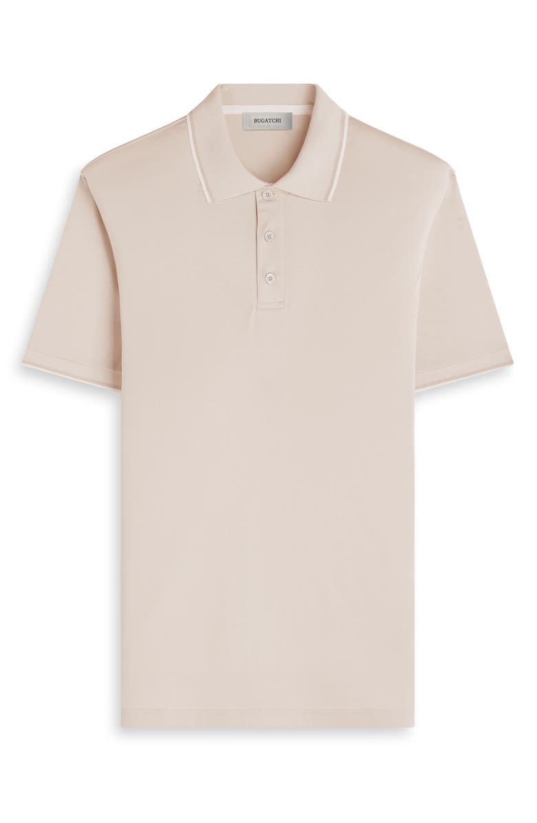 Bugatchi Tipped Pima Cotton Piqué Polo, Alternate, color, Almond