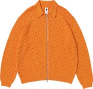 vowels Eyelet Knitted Zip-Up