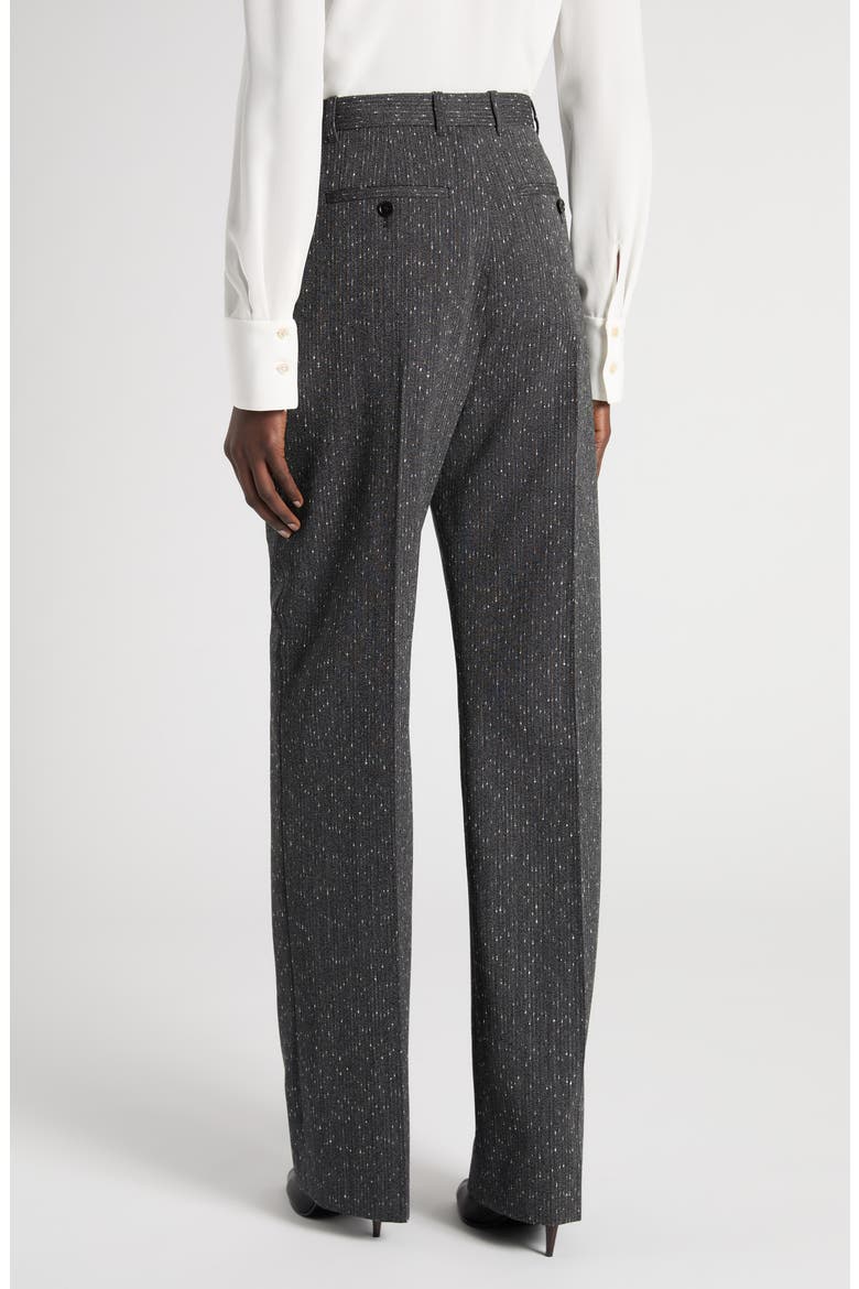 High Waist Wool Blend Slub Straight Leg Pants, Alternate, color, GREY