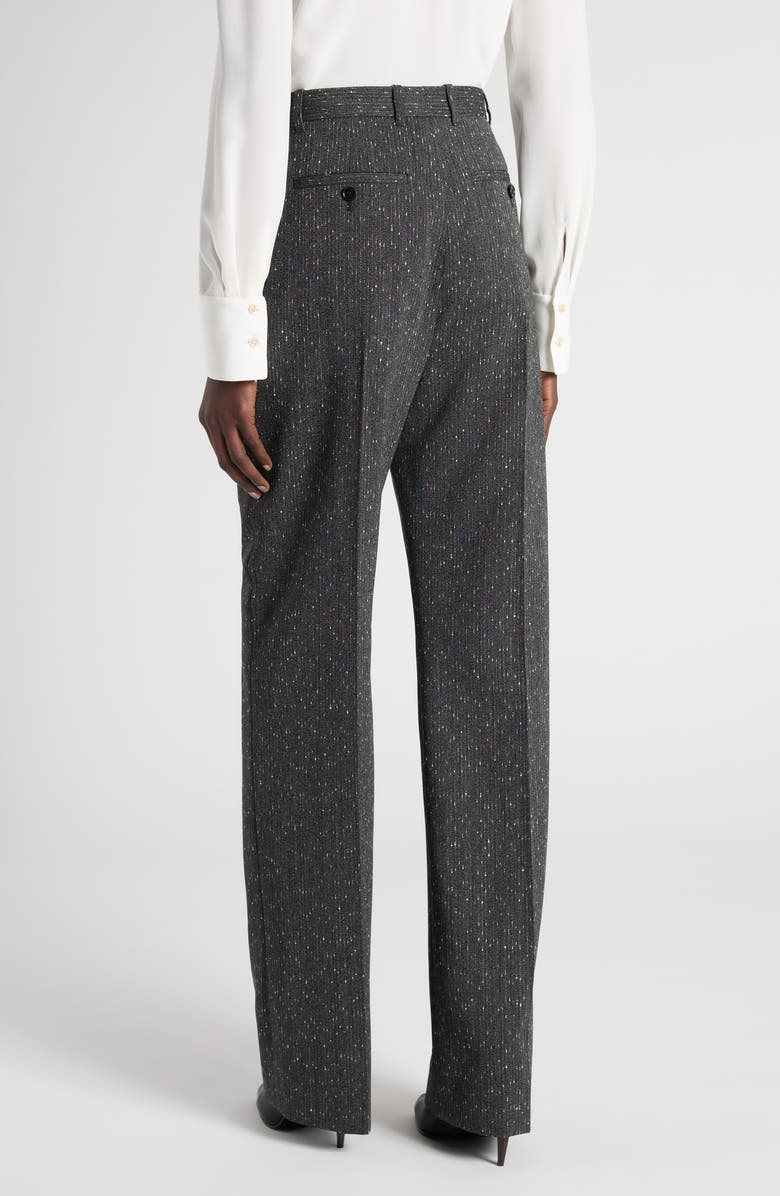McQueen High Waist Wool Blend Slub Straight Leg Pants, Alternate, color, Grey