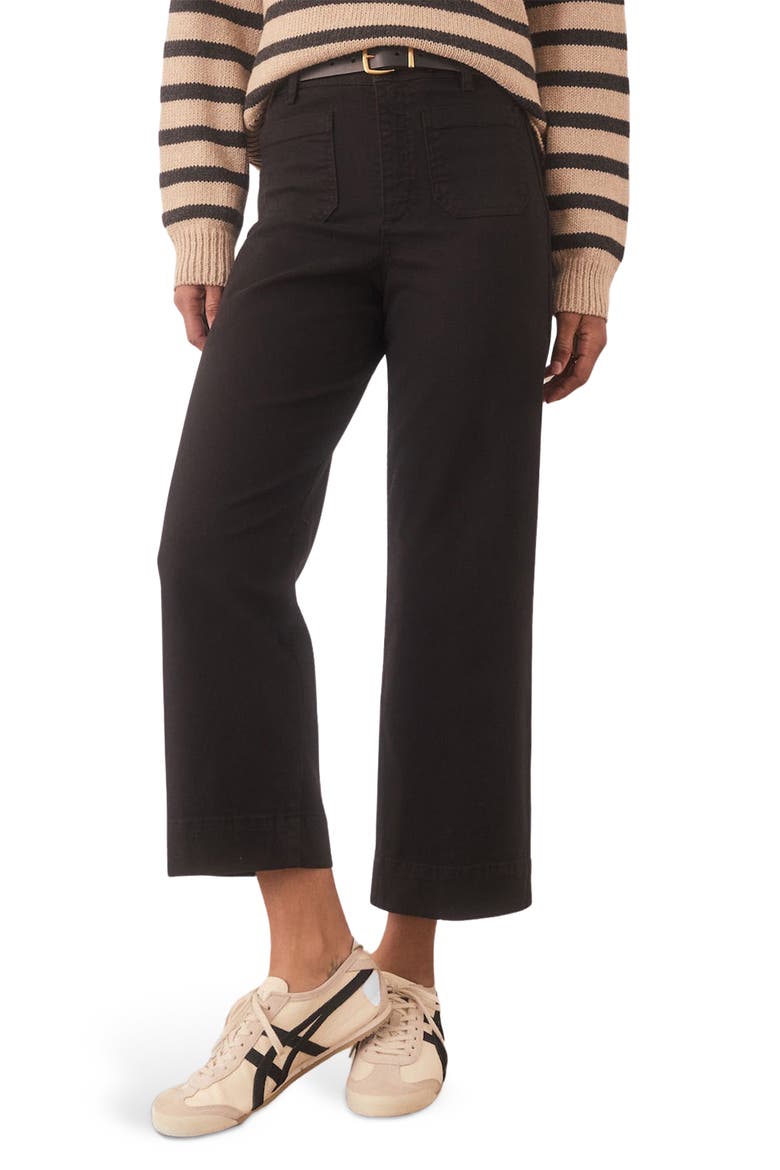 Bridget Cotton High Waist Wide Leg Crop Pants, Main, color, FADED BLACK