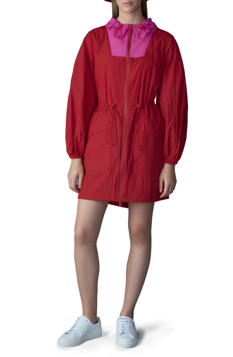 Mackage Alyster Packable Recycled Nylon Raincoat, Main, color, Lava-Azalea
