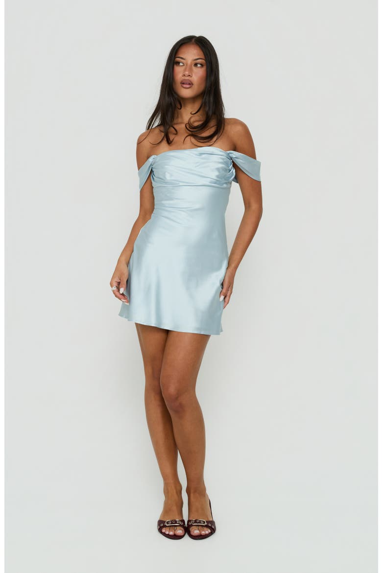 Zabbarra Off the Shoulder Satin Minidress, Alternate, color, BLUE