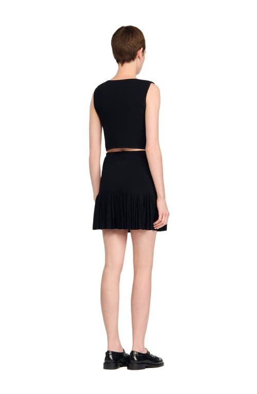 Sandro Button-embellished Cropped Sweater In Black