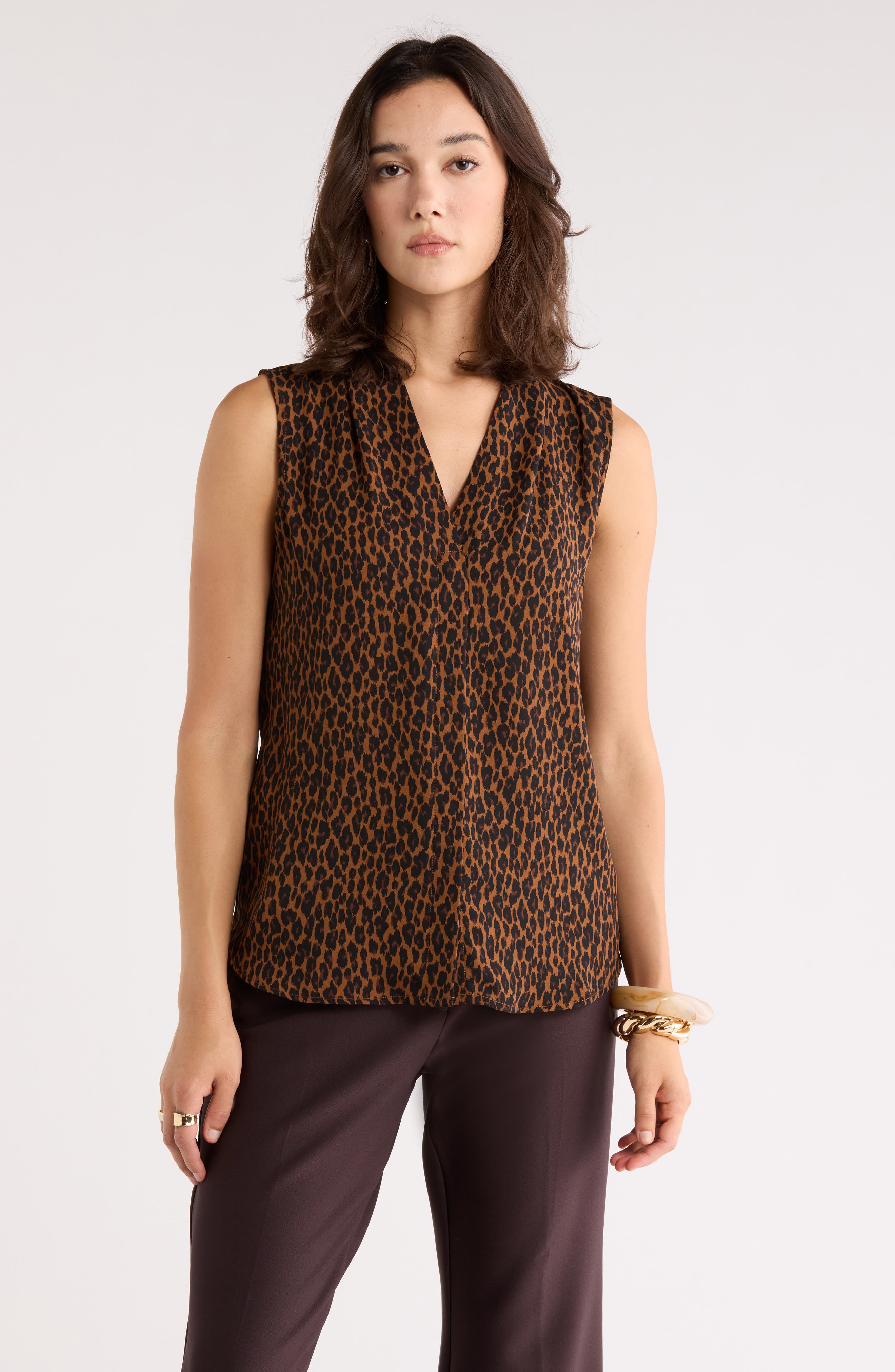 NORDSTROM RACK V-Neck Sleeveless Woven Shell Top