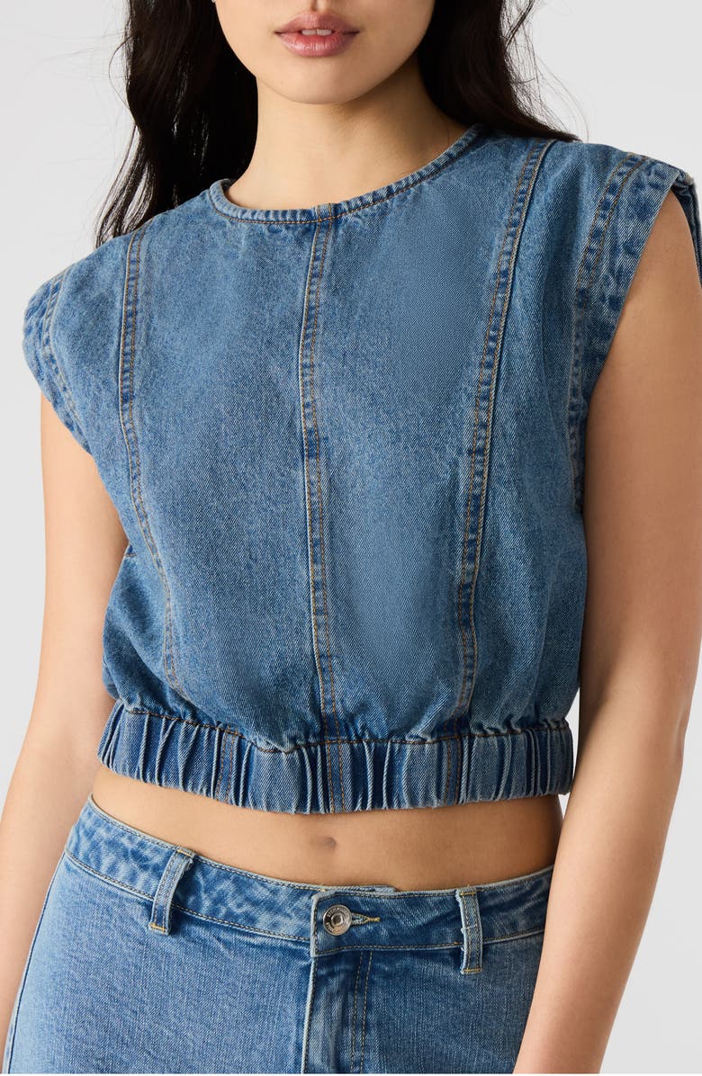 Steve Madden Leila Sleeveless Denim Crop Top, Alternate, color, 