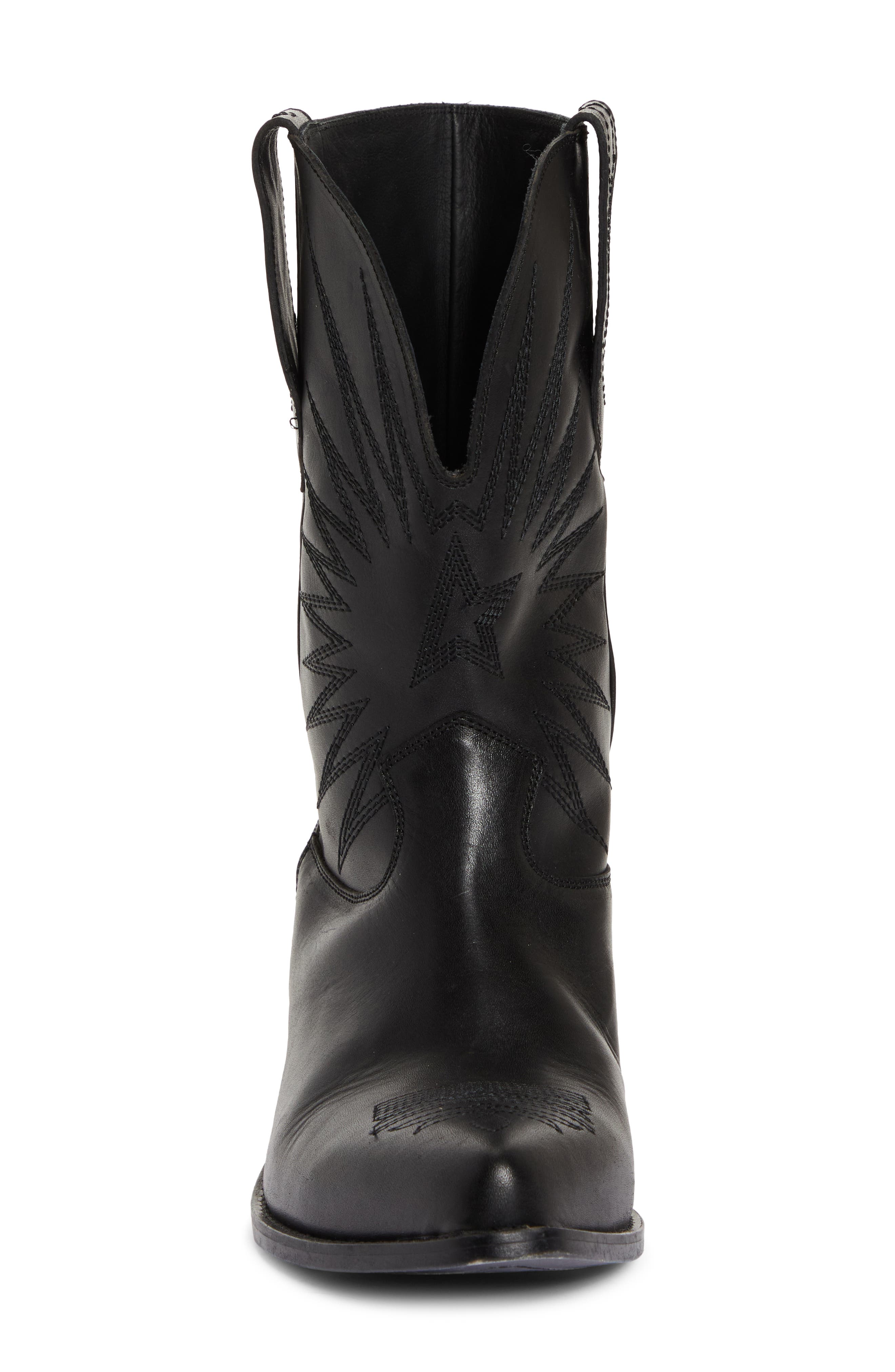 Golden Goose Wish Star Pointed Toe Western Boot, Alternate, color, Black