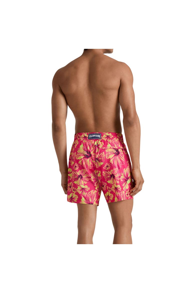 Men Ultra-light and packable Swim Shorts Macro Hibiscus, Alternate, color, Beetroot Purple