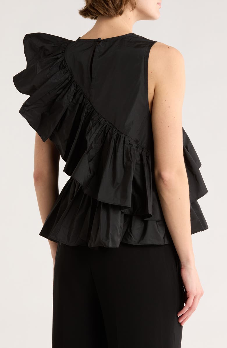 Cinq à Sept Ricki Asymmetrical Shoulder Peplum Top, Alternate, color, Black