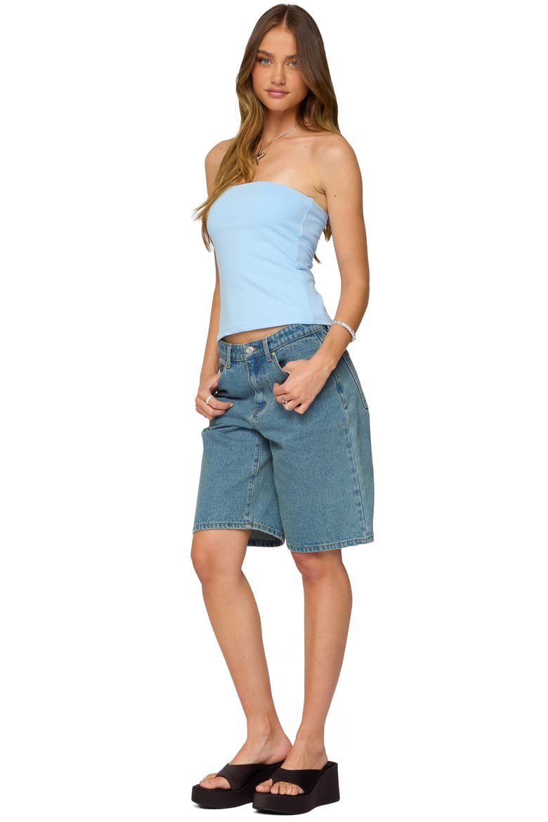 Shelf Bra Stretch Cotton Tube Top, Alternate, color, LIGHT-BLUE