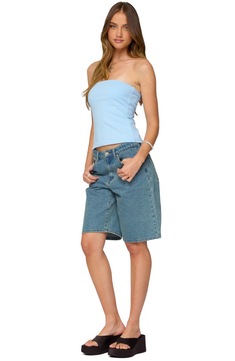 EDIKTED Shelf Bra Stretch Cotton Tube Top, Alternate, color, Light-Blue